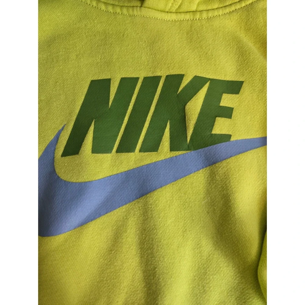 Nike Kids XL Pullover Hoodie Lime Green Neon Yellow Swoosh Logo Fleece Hoodie